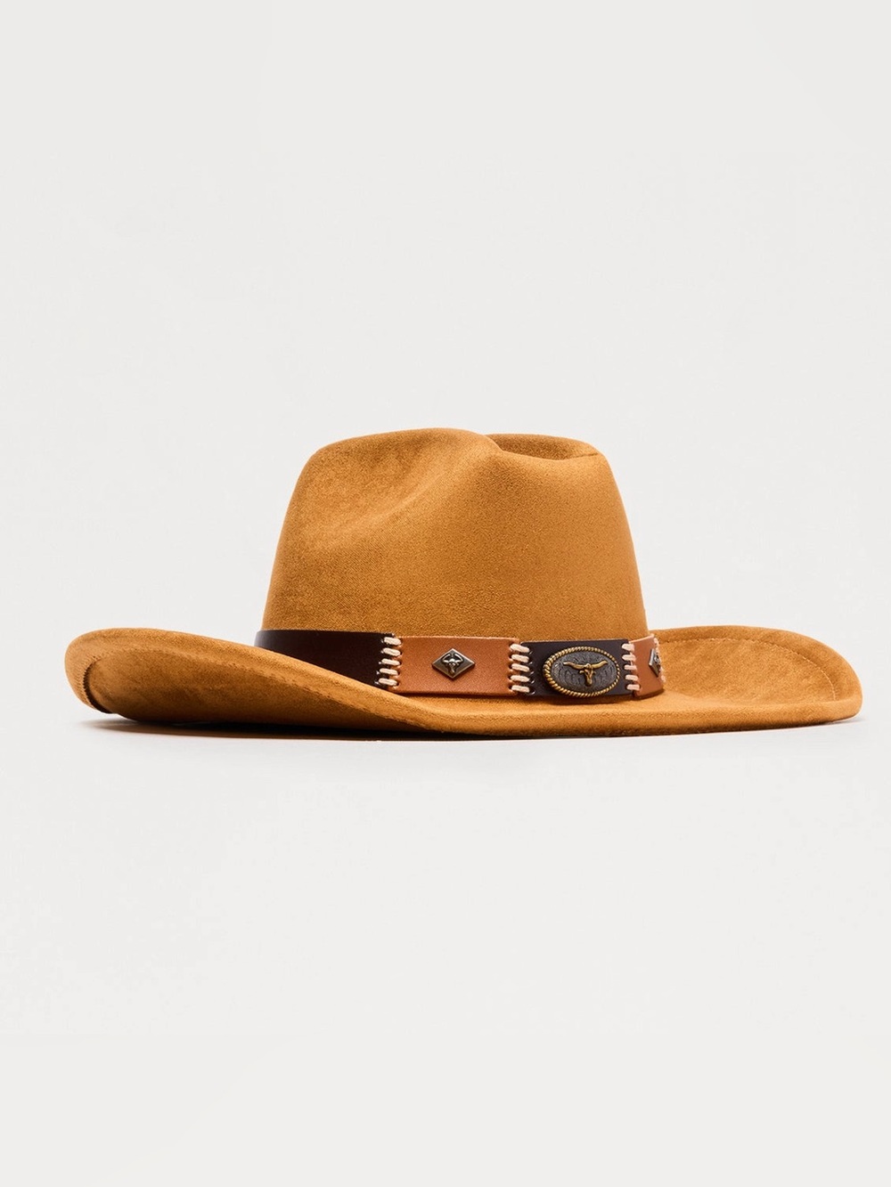 Cognac Cowboy Hat with Decorative Leather Band